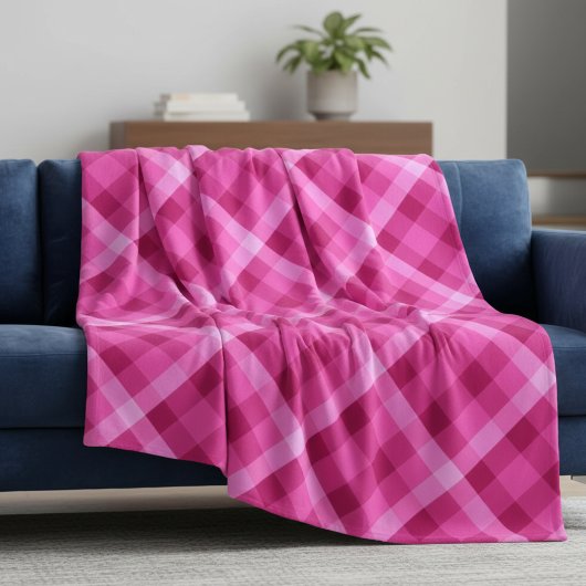 Schönes Pink Magenta Kariert große Fleece Blanka
