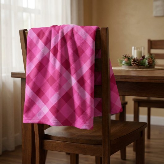 Schönes Pink Magenta Kariertes Fleece Blanka
