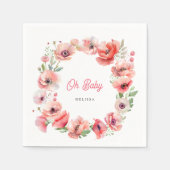 Schönes Pink Poppy Oh Baby Serviette (Vorderseite)