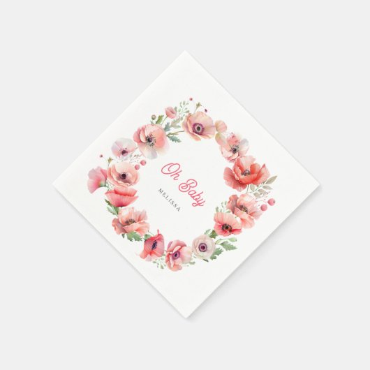 Schönes Pink Poppy Oh Baby Serviette (Ecke)