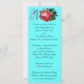 SCHÖNES PINK ROSE AQUA BLAU AQUAMARINES FLORAL MON EINLADUNG (Rückseite)