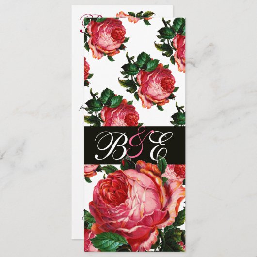 SCHÖNES PINK ROSE AQUA BLAU AQUAMARINES FLORAL MON EINLADUNG (Vorne/Hinten)