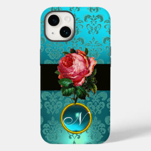 SCHÖNES PINK ROSE BLUE AQUAMARIN DAMASK GEM MONOGR Case-Mate iPhone HÜLLE