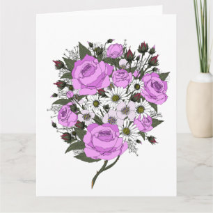 Schönes Pink Rose Bouquet Karte