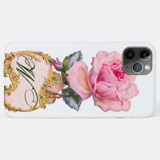 SCHÖNES PINK ROSE MONOGRAM, Aquamarines Aqua Blue Case-Mate iPhone Hülle (Rückseite (Horizontal))