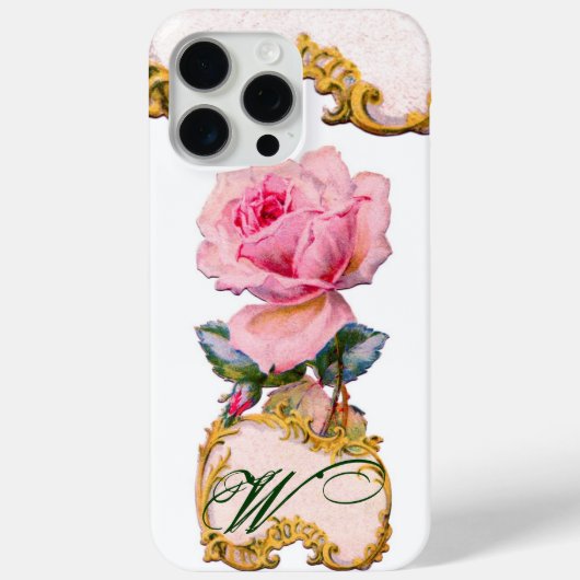 SCHÖNES PINK ROSE MONOGRAM, Aquamarines Aqua Blue Case-Mate iPhone Hülle (Rückseite)