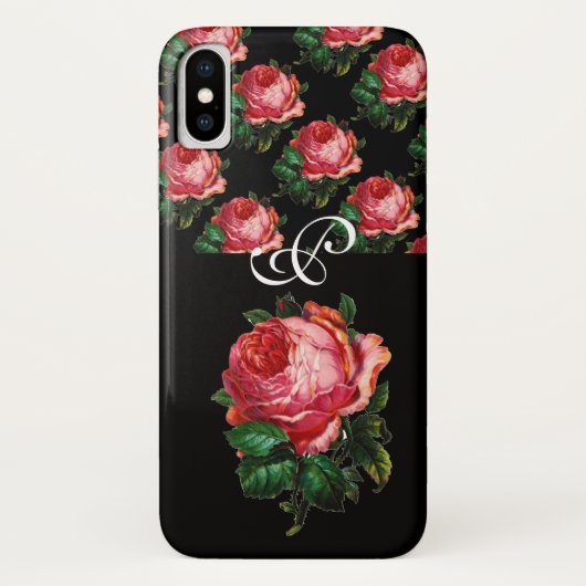 SCHÖNES PINK ROSE MONOGRAMM Case-Mate iPhone HÜLLE (Rückseite)