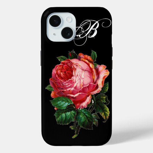SCHÖNES PINK ROSE MONOGRAMM Case-Mate iPhone HÜLLE (Rückseite)