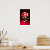 SCHÖNES PINK ROSE MONOGRAMM POSTER (Küche)