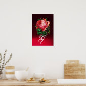 SCHÖNES PINK ROSE MONOGRAMM POSTER (Küche)
