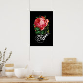 SCHÖNES PINK ROSE MONOGRAMM POSTER (Küche)