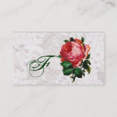 SCHÖNES PINK ROSE, MONOGRAMM Weißes Perlpapier Visitenkarte (Rückseite)