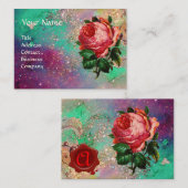 SCHÖNES PINK ROSE, ROT WAX SIEGEL IN GOLD GLITZERN VISITENKARTE (Vorne/Hinten)