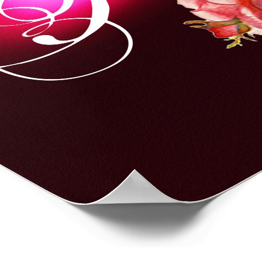 SCHÖNES PINK ROSES MONOGRAMM POSTER (Ecke)