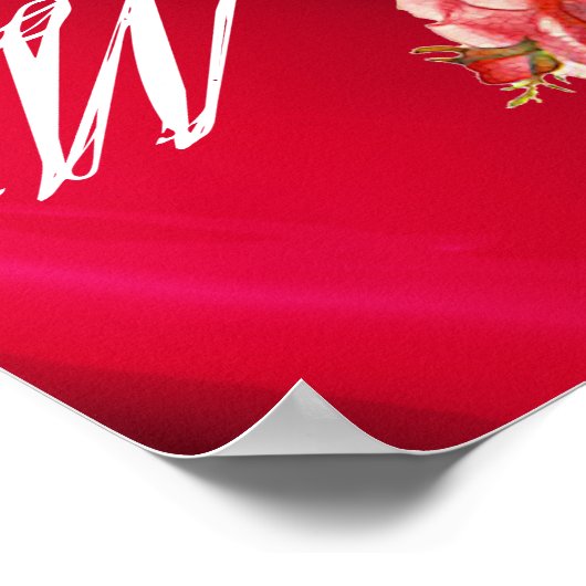 SCHÖNES PINK ROSES MONOGRAMM POSTER (Ecke)