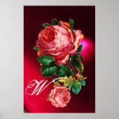 SCHÖNES PINK ROSES MONOGRAMM POSTER (Vorne)