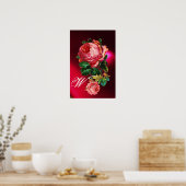 SCHÖNES PINK ROSES MONOGRAMM POSTER (Küche)