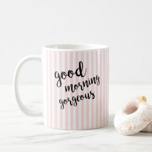Schönes Pink Stripe Morning Kaffeetasse
