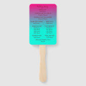 Schönes Pink und Blue Ombre Hochzeitsprogramm Fächer (Rückseite)