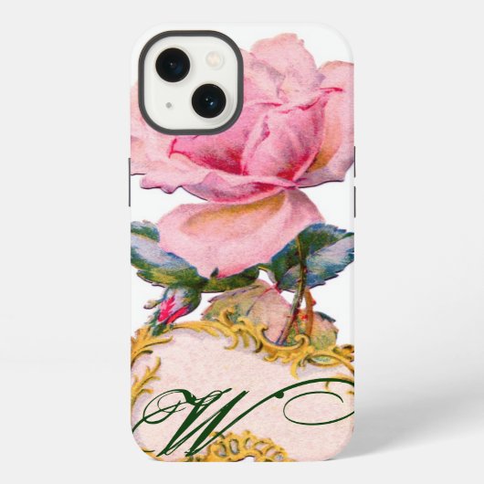 SCHÖNES PINKES ROSENMONOGRAMM iPhone HÜLLE (Rückseite)