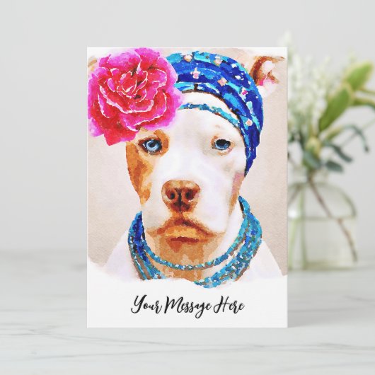 Schönes Pitbuli Wandern neben dem Wasser Dankeskarte (Stehend Vorderseite)