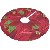 Schönes Poinsettia Tree Skirt Polyester Weihnachtsbaumdecke (Schrägansicht)