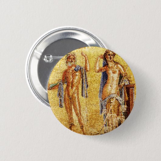SCHÖNES Pompeji-Mosaik Button (Vorne & Hinten)