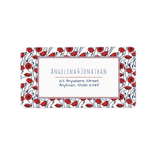 Schönes Poppy Bouquet Muster Adressaufkleber (Vorne)