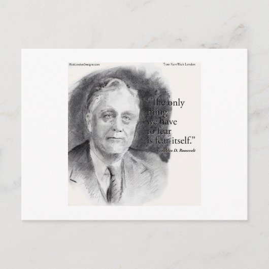 Schönes Portrait von FDR & Furcht selbst Zitat Postkarte (Vorderseite)