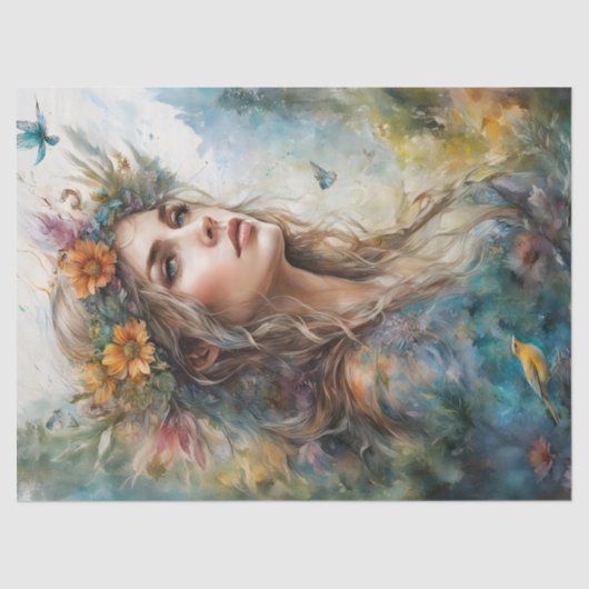 Schönes Porträt Frauen Dekoration Möbel Seidenpapier (Vorderseite)