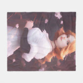 Schönes Porträt junger Mädchen unter rosa Blume Fleecedecke (Vorderseite (Horizontal))