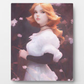 Schönes Porträt junger Mädchen unter rosa Blume Fotoplatte (Vorderseite)