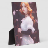 Schönes Porträt junger Mädchen unter rosa Blume Fotoplatte (Seite)