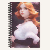 Schönes Porträt junger Mädchen unter rosa Blume Notizblock (Vorderseite)