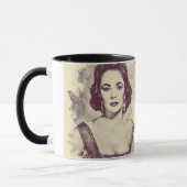 Schönes Porträt von Elizabeth Taylor zeichnend Tasse (Links)