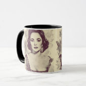 Schönes Porträt von Elizabeth Taylor zeichnend Tasse (Vorderseite Links)