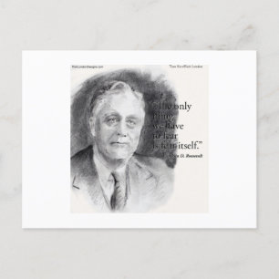 Schönes Porträt von FDR und Zitat 'Angst selbst' Postkarte