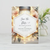 Schönes Printable Mason Jar Wedding Save The Date (Stehend Vorderseite)
