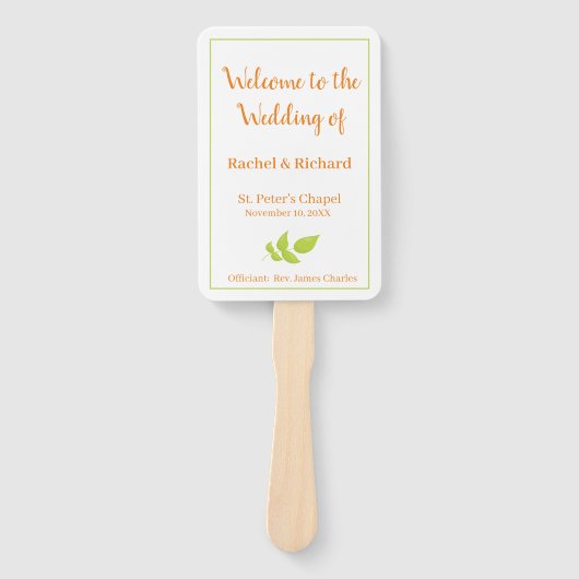 Schönes Programm für Herbsthochzeiten Fächer (Vorderseite)