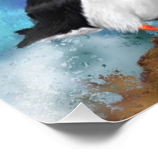 Schönes Puffin Bird Malerei Kunst Fotodruck (Ecke)