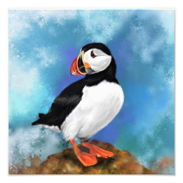 Schönes Puffin Bird Malerei Kunst Fotodruck