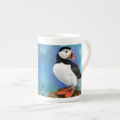 Schönes Puffin Bird Malerei Kunst Porzellantasse (Vorderseite Rechts)