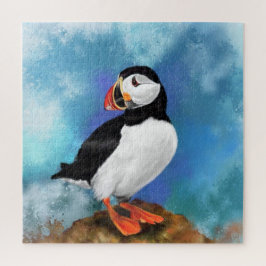 Schönes Puffin Bird Malerei Kunst Puzzle
