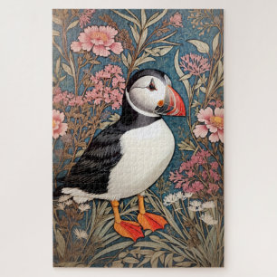 Schönes Puffin William Morris Inspiriertes Poster Puzzle