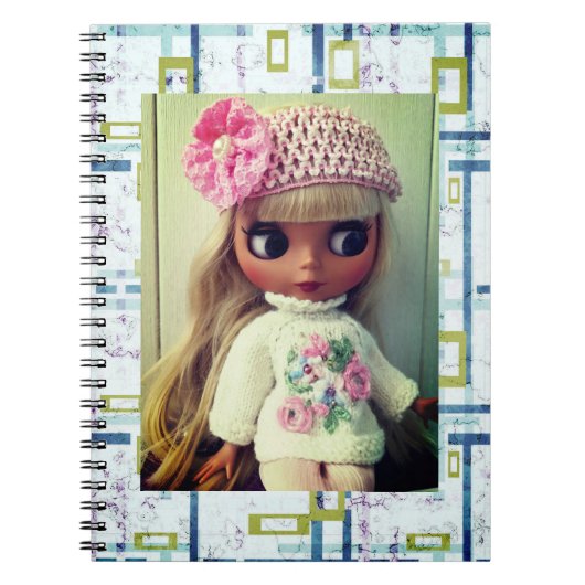 Schönes Puppenretro Vintages Design Blythe girl to Notizblock (Vorderseite)