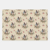Schönes Puppy Dusty Beige Vintage Weihnachtsmuster Geschenkpapier Set (Vorderseite 3)