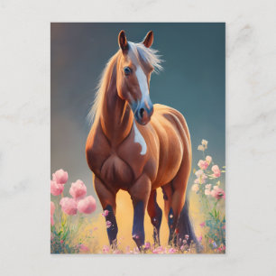 Schönes Quarter Horse mit Blumen Name Postkarte