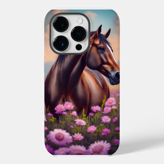 Schönes Quarter Pferd mit Blume Case-Mate iPhone Hülle (Rückseite)