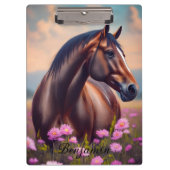 Schönes Quarter Pferd mit Blume Name Klemmbrett (Vorderseite)