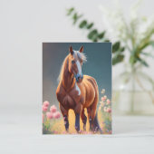 Schönes Quarter Pferd mit Blume Name Postkarte (Stehend Vorderseite)
